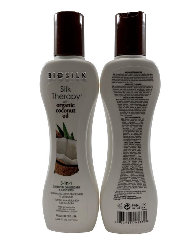 Biosilk Silk Therapy Shampoo, Conditioner, Wash Coconut Oil 5.64 OZ Pack of 2 Fashion