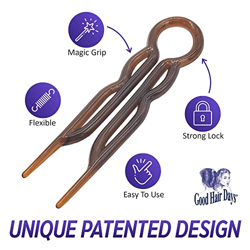 Good Hair Days Hair Pins - Plastic, U-shaped Magic Grip Hairpins, Strong Durable Pins For Fine, Thick & Long Hair, Hair Styling Accessories, Set of 10 (Tortoise Shell) Discount