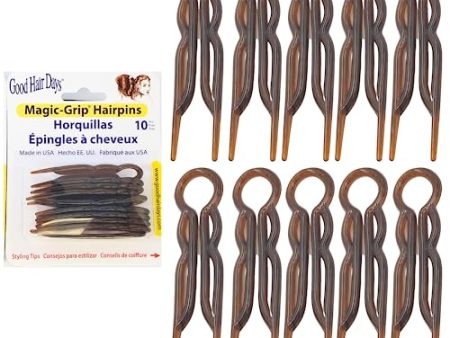 Good Hair Days Hair Pins - Plastic, U-shaped Magic Grip Hairpins, Strong Durable Pins For Fine, Thick & Long Hair, Hair Styling Accessories, Set of 10 (Tortoise Shell) Discount