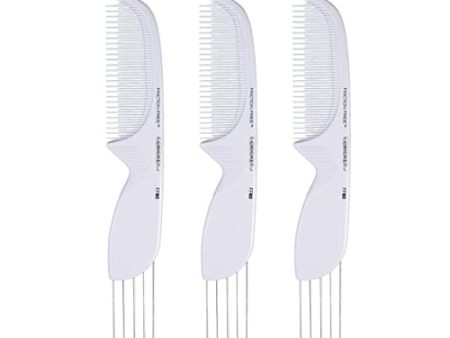 Cricket FF60 Friction Free Lift and Tease Comb 3-Pack for Styling, Fluffing, Adding Volume, All Hair Types, Anti-Static, White, Value Set, 3 PK For Sale