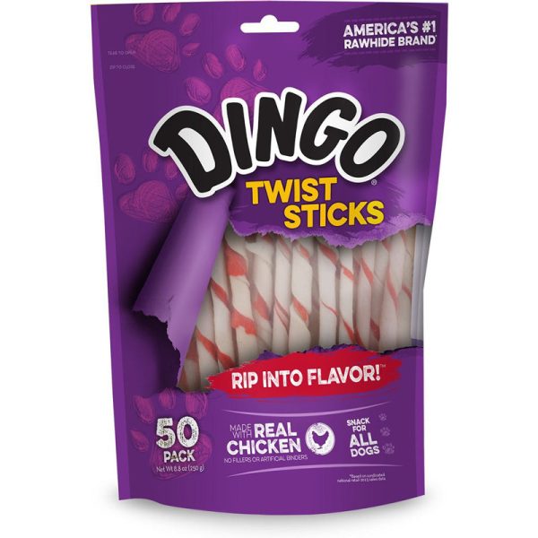 DINGO - Twist Sticks Rawhide Chews with Chicken - 50 Pieces (8.8 oz. 550 g) Fashion